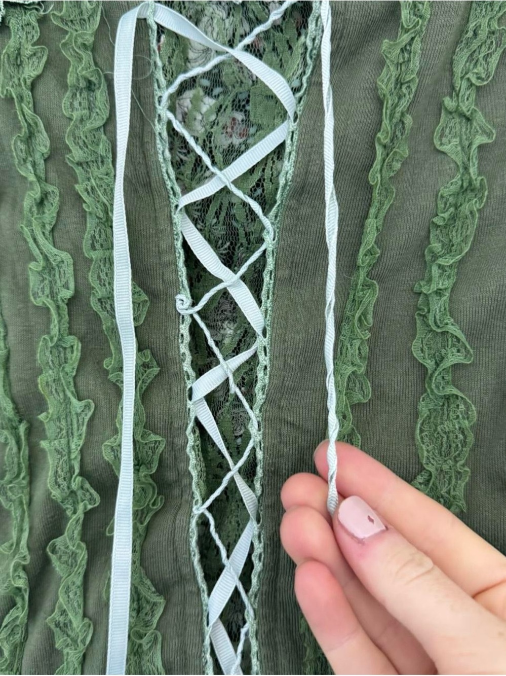 Pretty angel Green corset lace fairy core top - Picture 6 of 8